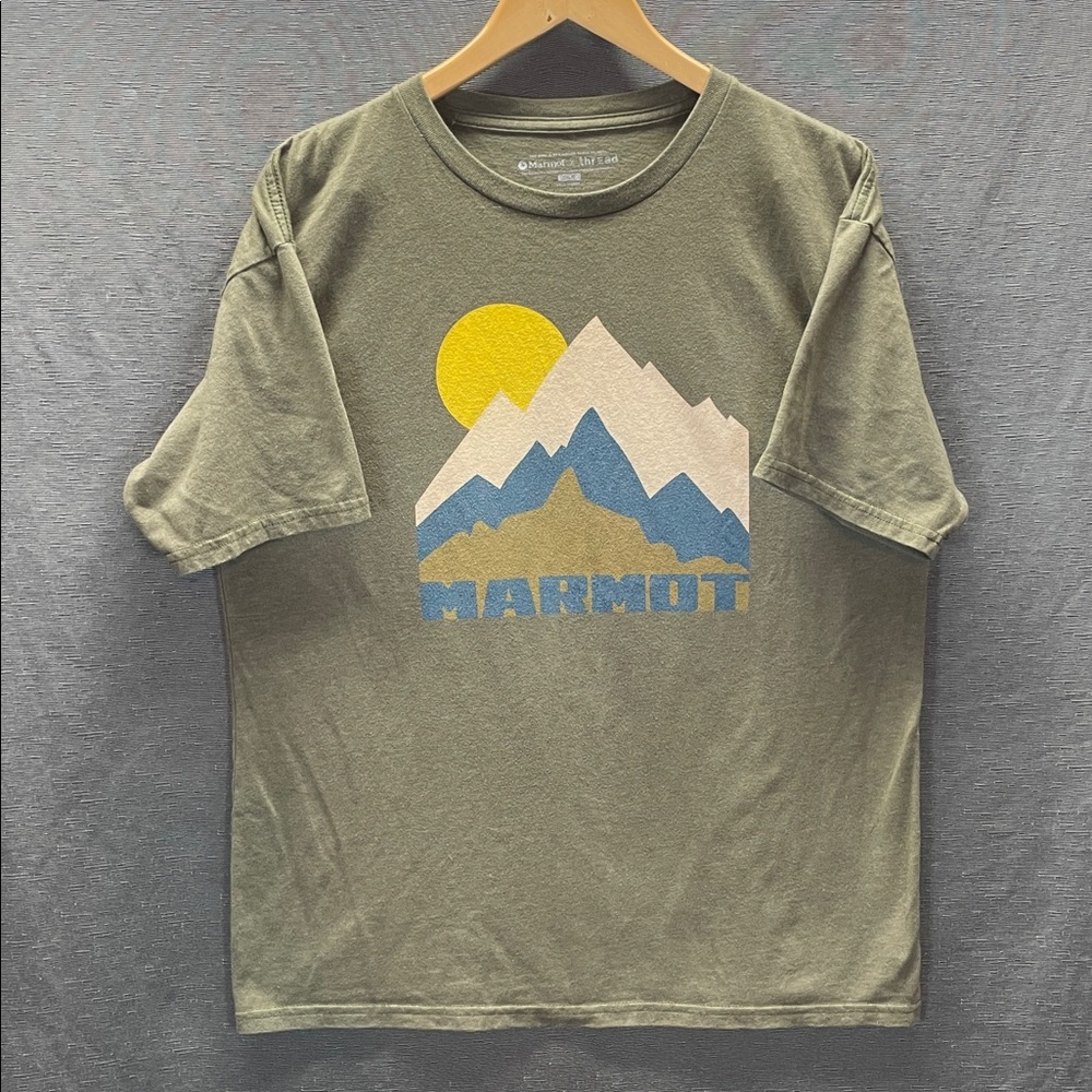 Marmot Olive T-Shirt with Mountain Graphic
